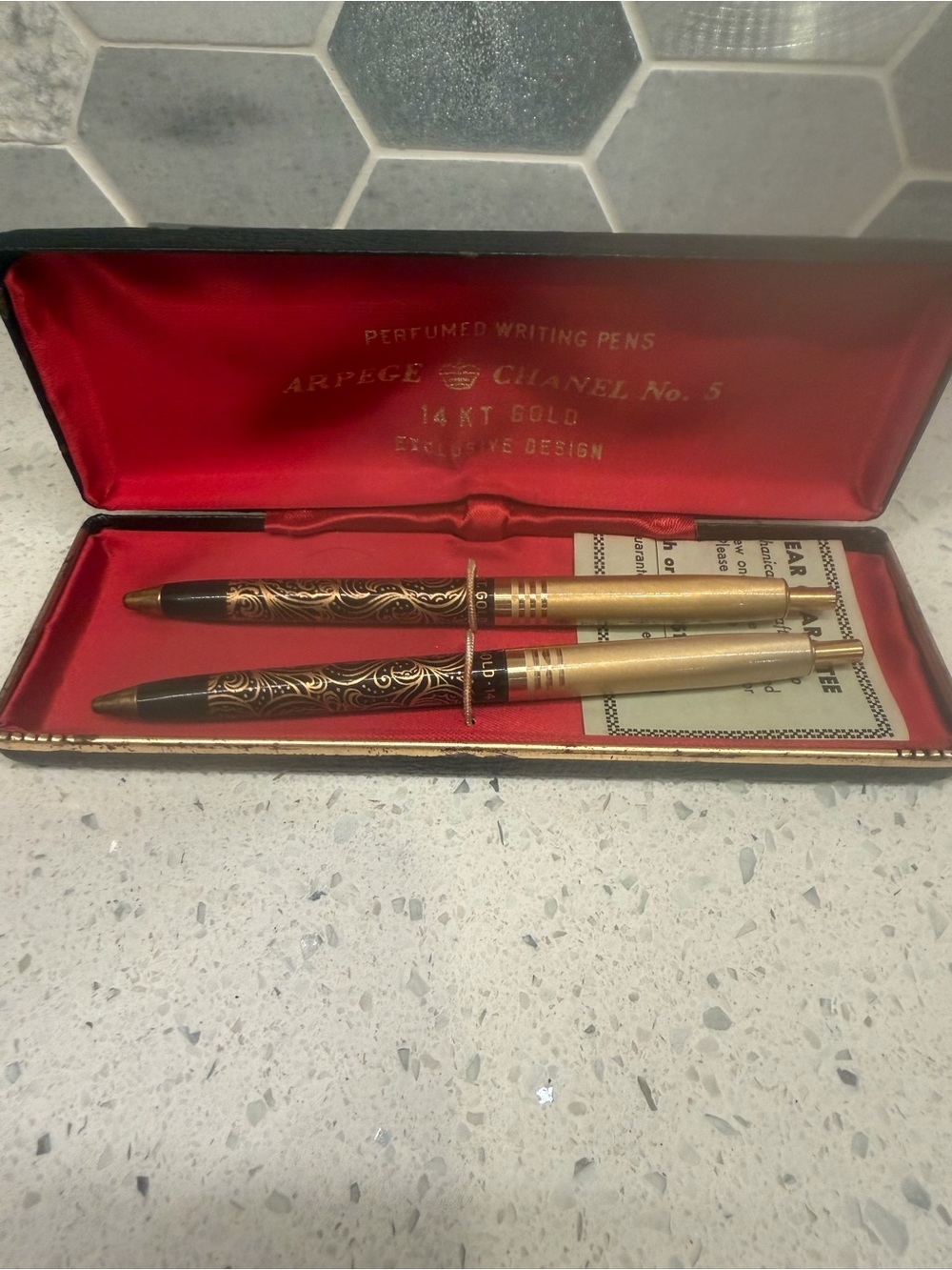 Vintage CHANEL Perfumed Pens. Rare Find With Original Case & Paperwork. 14kt